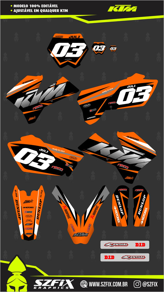 Kit Gráfico Personalizado moto off-road | Adesivo KTM (todas)